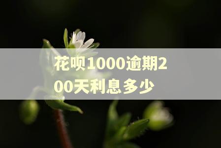 花呗1000逾期200天利息多少 花呗1000逾期200天利息多少