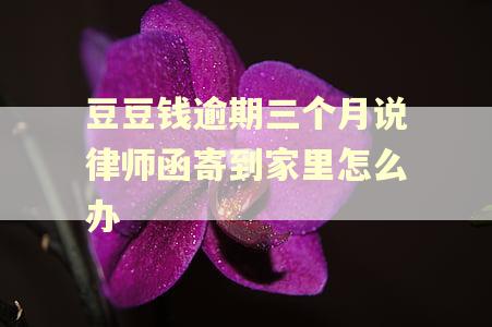 豆豆钱逾期三个月说律师函寄到家里怎么办