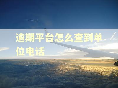 逾期平台怎么查到单位电话