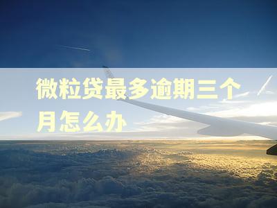 微粒贷最多逾期三个月怎么办