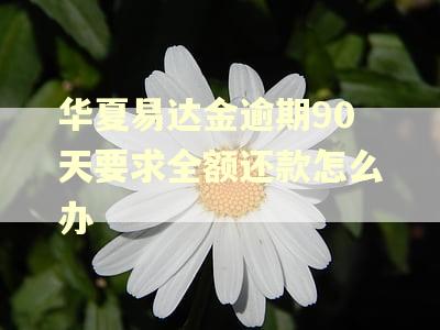 华夏易达金逾期90天要求全额还款怎么办