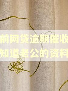 婚前网贷逾期催收怎么知道老公的资料