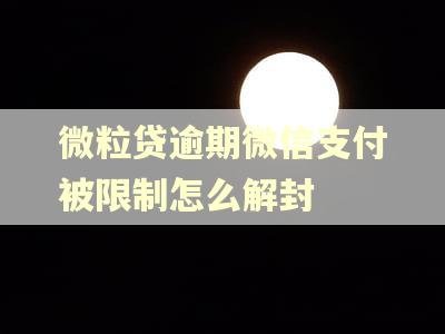 微粒贷逾期微信支付被限制怎么解封 微粒贷逾期微信支付被限制怎么解封