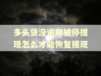 多头贷没逾期被停提现怎么才能恢复提现