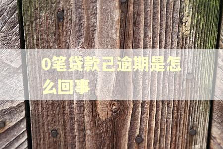 0笔贷款己逾期是怎么回事