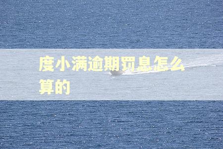 度小满逾期罚息怎么算的 度小满逾期罚息怎么算的