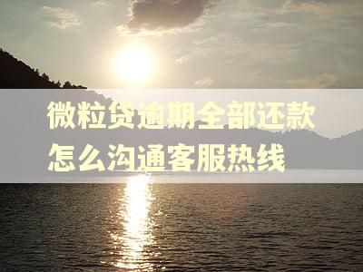 微粒贷逾期全部还款怎么沟通客服热线