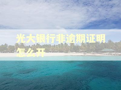 光大银行非逾期证明怎么开