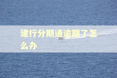 建行分期通逾期了怎么办