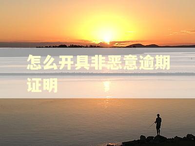 怎么开具非恶意逾期证明