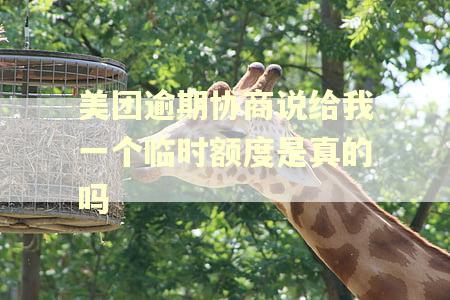 美团逾期协商说给我一个临时额度是真的吗