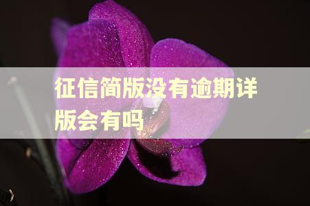 征信简版没有逾期详版会有吗 征信简版没有逾期详版会有吗