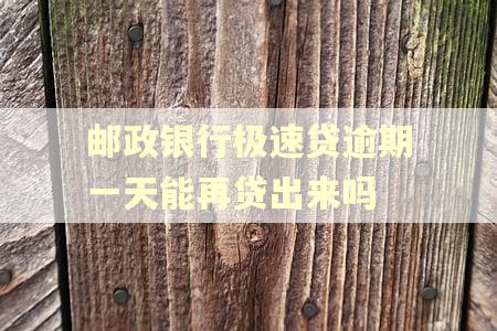 邮政银行极速贷逾期一天能再贷出来吗 邮政银行极速贷逾期一天能再贷出来吗