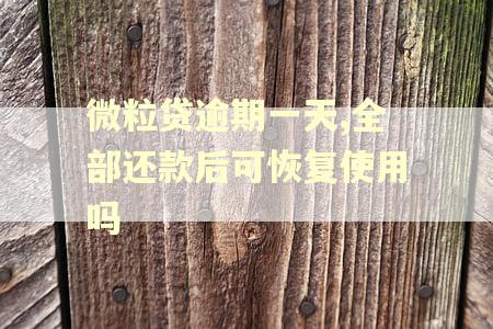 微粒贷逾期一天,全部还款后可恢复使用吗