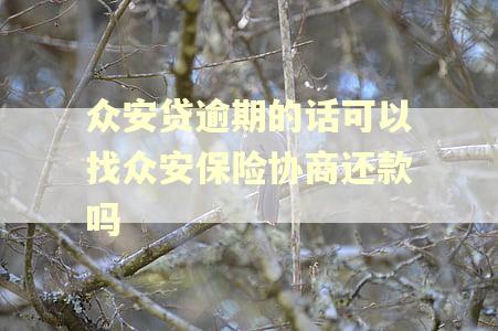 众安贷逾期的话可以找众安保险协商还款吗