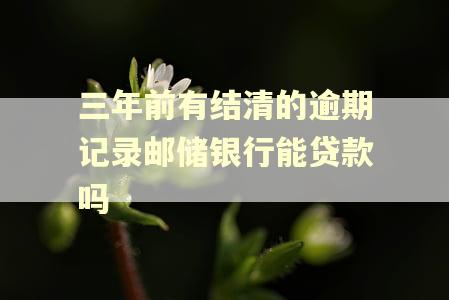 三年前有结清的逾期记录邮储银行能贷款吗