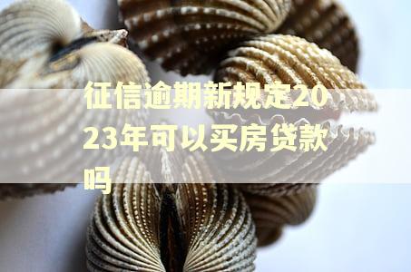 征信逾期新规定2023年可以买房贷款吗