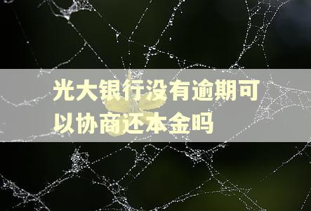 光大银行没有逾期可以协商还本金吗