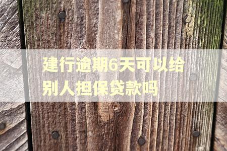 建行逾期6天可以给别人担保贷款吗