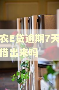黔农E贷逾期7天还能借出来吗