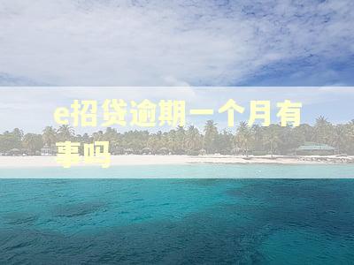 e招贷逾期一个月有事吗