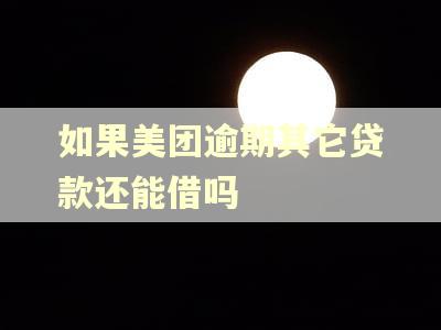 如果美团逾期其它贷款还能借吗