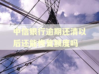 中信银行逾期还清以后还能恢复额度吗