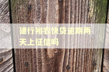 建行裕农快贷逾期两天上征信吗