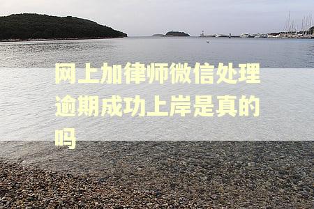 网上加律师微信处理逾期成功上岸是真的吗