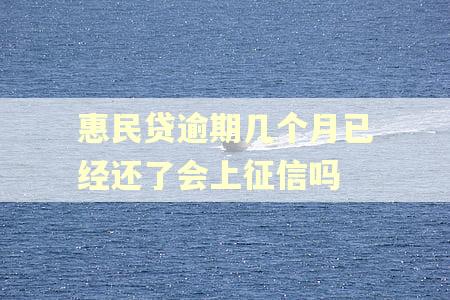 惠民贷逾期几个月已经还了会上征信吗 惠民贷逾期几个月已经还了会上征信吗