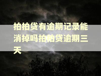 拍拍贷有逾期记录能消掉吗拍拍贷逾期三天 拍拍贷有逾期记录能消掉吗拍拍贷逾期三天