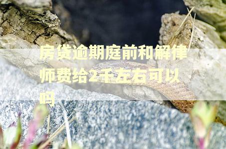 房贷逾期庭前和解律师费给2千左右可以吗