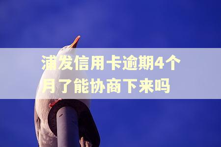浦发信用卡逾期4个月了能协商下来吗 浦发信用卡逾期4个月了能协商下来吗