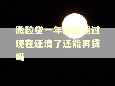 微粒贷一年前逾期过现在还清了还能再贷吗