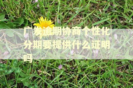广发逾期协商个性化分期要提供什么证明吗