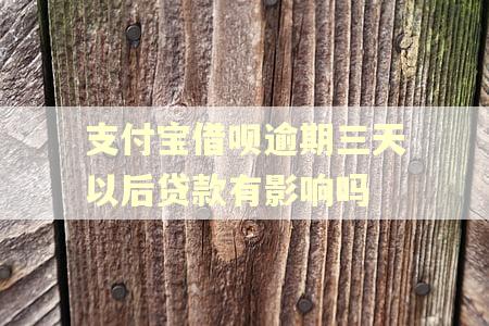 支付宝借呗逾期三天以后贷款有影响吗