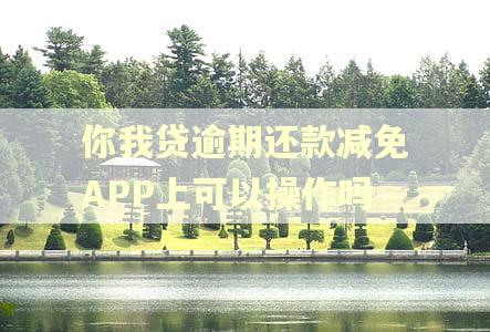 你我贷逾期还款减免APP上可以操作吗