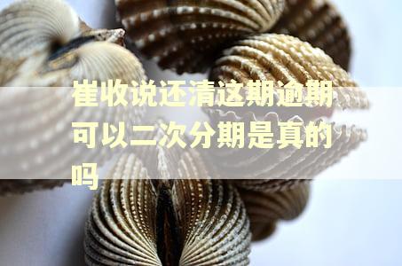崔收说还清这期逾期可以二次分期是真的吗