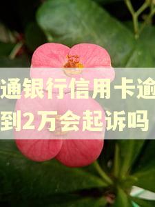 交通银行信用卡逾期不到2万会起诉吗